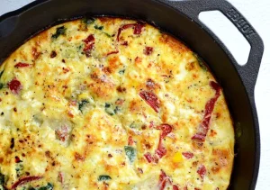 Omletă cu spanac și brânză feta